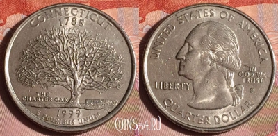 США 25 центов 1999 года P, KM# 297, 334-051