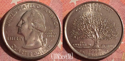 США 25 центов 1999 года P, KM# 297, 363-112