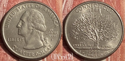 США 25 центов 1999 года P, KM# 297, 452o-006