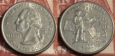 США 25 центов 2000 D, KM# 305, 108s-143