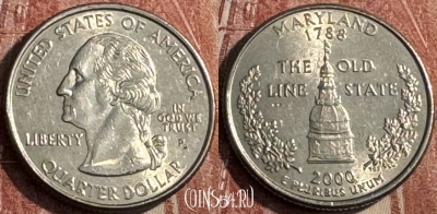 США 25 центов 2000 P, KM# 306, 124s-076