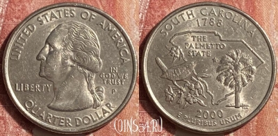 США 25 центов 2000 года P, KM# 307, 452o-123