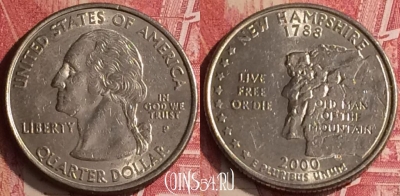 США 25 центов 2000 года P, KM# 308, 454o-029