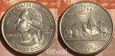 США 25 центов 2000 P, KM# 309, 466q-238