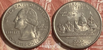 США 25 центов 2000 P, KM# 309, 483р-012