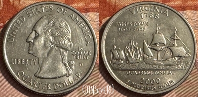 США 25 центов 2000 D, KM# 309, s513s-064