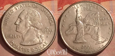 США 25 центов 2001 года P, KM# 318, 369k-002
