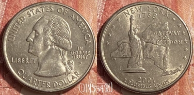 США 25 центов 2001 года P, KM# 318, 452o-025