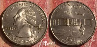 США 25 центов 2001 года P, KM# 319, 455o-046