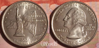 США 25 центов 2001 года P, KM# 318, 334-055
