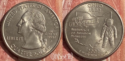США 25 центов 2002 года P, KM# 332, 453o-013