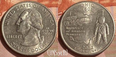 США 25 центов 2002 P, KM# 332, 466q-250