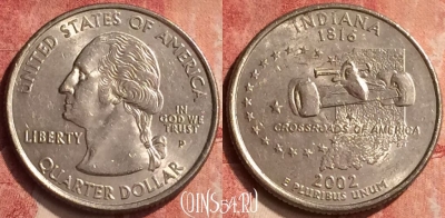 США 25 центов 2002 года P, KM# 334, 409-075