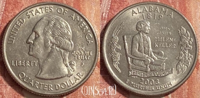 США 25 центов 2003 года P, KM# 344, 452o-137
