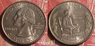 США 25 центов 2003 года P, KM# 344, 454o-110