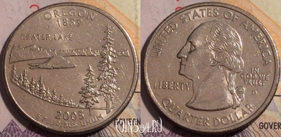 США 25 центов 2005 года, KM# 372, 180a-062