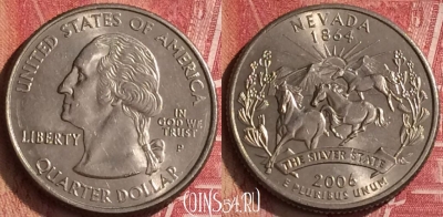 США 25 центов 2006 года P, KM# 382, 455o-118