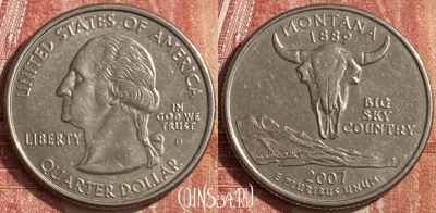США 25 центов 2007 года D, KM# 396, 453o-002