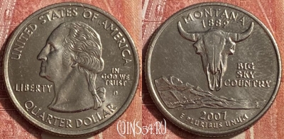 США 25 центов 2007 года D, KM# 396, 453o-017