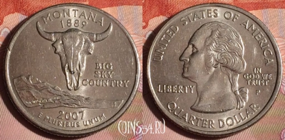 США 25 центов 2007 года P, KM# 396, 334-043