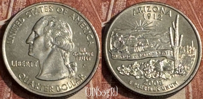 США 25 центов 2008 P, KM# 423, 114s-128