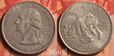США 25 центов 2008 года P, KM# 424, 065n-017