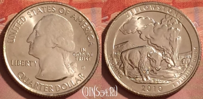 США 25 центов 2010 г. D, парк 2, KM# 470, UNC, 214l-060