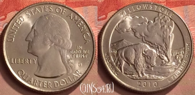США 25 центов 2010 года D, парк 2, KM# 470, UNC, 250m-051