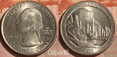 США 25 центов 2010 г. D, парк 3, KM# 471, 466q-303