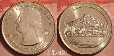 США 25 центов 2010 г. P, парк 5, KM# 473, UNC, 214l-025
