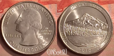 США 25 центов 2010 года D, парк 5, KM# 473, UNC, 250m-043
