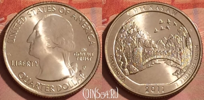 США 25 центов 2011 г. P, парк 10, KM# 498, UNC, 214l-044