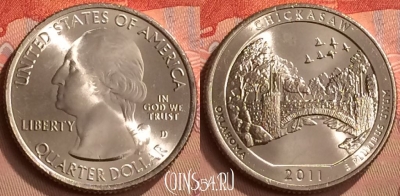 США 25 центов 2011 года D, парк 10, KM# 498, UNC, 250m-133