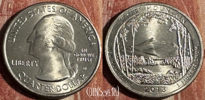 США 25 центов 2013 D, White Mountain, KM# 542, s501s-012