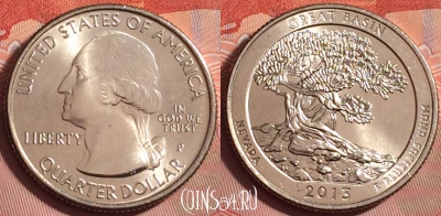 США 25 центов 2013 года P, 18 парк, KM# 544, UNC, 181k-074