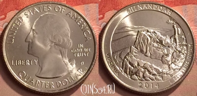 США 25 центов 2014 года D, 22 парк, KM# 567, UNC, 250m-052