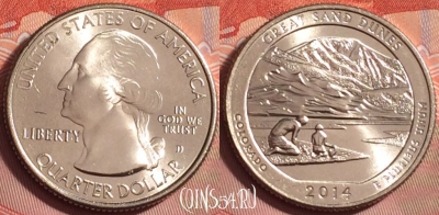 США 25 центов 2014 года D, 24 парк, KM# 569, UNC, 181k-106