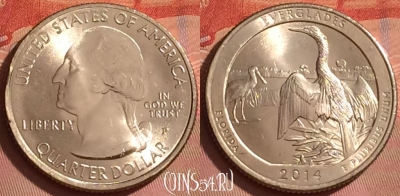 США 25 центов 2014 г. P, парк 25, KM# 570, UNC, 214l-067