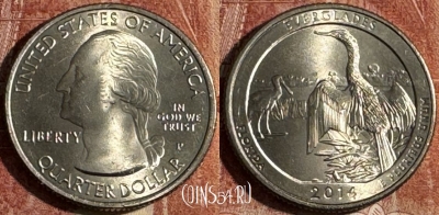 США 25 центов 2014 P, Everclades, KM# 570, 501s-035