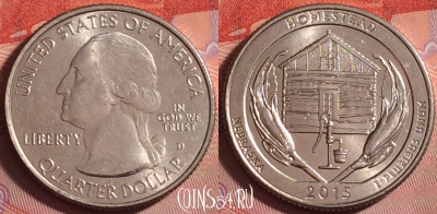 США 25 центов 2015 года D,  KM# 597, UNC, 311j-095