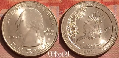 США 25 центов 2015 г. P, парк 27, KM# 598, UNC, 212l-110