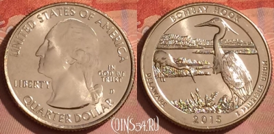 США 25 центов 2015 г. D, парк 28, KM# 600, UNC, 212l-129
