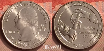 США 25 центов 2015 года P, парк 30, KM# 601, UNC, 249m-067