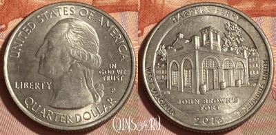 США 25 центов 2016 P, Harpers Ferry, KM# 637, 466q-333