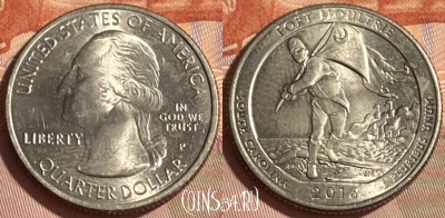США 25 центов 2016 P, Fort Moultrie, KM# 639, 466q-335