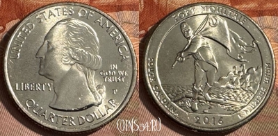 США 25 центов 2016 P, Fort Moultrie, KM# 639, UNC, 512s-051