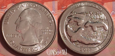 США 25 центов 2017 года D, 36 парк, KM# 653, UNC, 389j-026