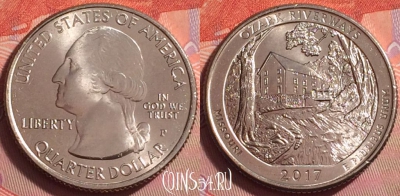 США 25 центов 2017 года P, 38 парк, KM# 655, UNC, 049k-011