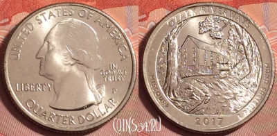 США 25 центов 2017 P, 38 парк, KM# 655, UNC, 181k-137