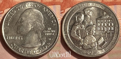 США 25 центов 2017 D, Ellis Island, KM# 656, 466q-339